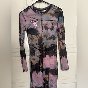 H&M “Divided” Multicolor Long Sleeve Sheer Dress Size Small